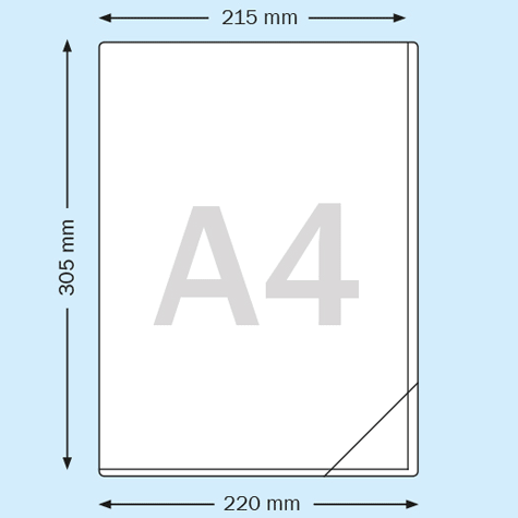 legatoria Busta autoadesiva A4 apertura L Formato A4 (210x297mm) in vinile trasparente, adesivo removibile, apertura a L (elle), in PVC rigido da 140 micron. Rapido inserimento del cartello grazie all'apertura sul lato lungo e corto. Chiusura con angolo 75x75mm*.