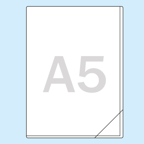 legatoria Busta autoadesiva con apertura a L (elle) A5 Formato A5 (210x148mm) in vinile trasparente, adesivo removibile, apertura a L (elle), in PVC rigido da 140 micron. Rapido inserimento del cartello grazie all'apertura sul lato lungo e corto. Chiusura con angolo 75x75mm*.