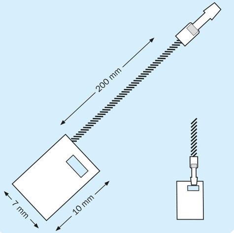 legatoria Filo sicurezza cotone. 200mm ARGENTO, con box di fissaggio ad aggancio rapido, lunghezza aperto 20cm, lunghezza chiusa 10cm. Consentono di attaccare etichette e cartellini senza lausilio di pistola sparafili, sono rimovibili solo strappandoli*.