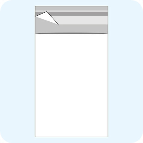legatoria Sacchetto polipropilene orientato (OPP) 70x100mm TRASPARENTE, in polipropilene (OPP) da 30 micron, con patella da 30mm e banda autoadesiva di chiusura sul lato corto.