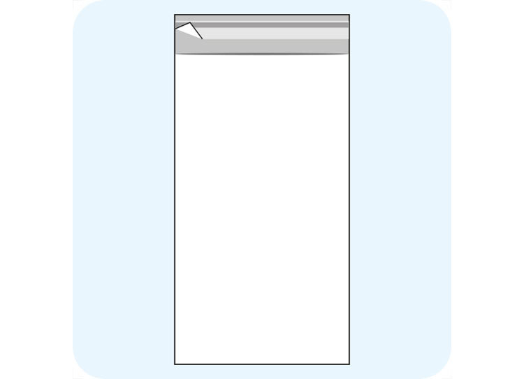 legatoria Sacchetto polipropilene orientato (OPP) 100x200mm TRASPARENTE, in polipropilene (OPP) da 30 micron, con patella da 30mm e banda autoadesiva di chiusura sul lato corto leg2730