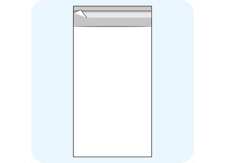 legatoria Sacchetto polipropilene orientato (OPP) 120x200mm TRASPARENTE, in polipropilene (OPP) da 30 micron, con patella da 30mm e banda autoadesiva di chiusura sul lato corto, adatta anche per mailing leg2734