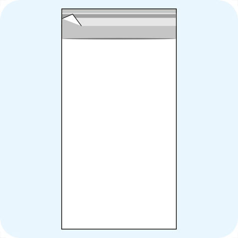 legatoria Sacchetto polipropilene orientato (OPP) 120x200mm TRASPARENTE, in polipropilene (OPP) da 30 micron, con patella da 30mm e banda autoadesiva di chiusura sul lato corto, adatta anche per mailing.