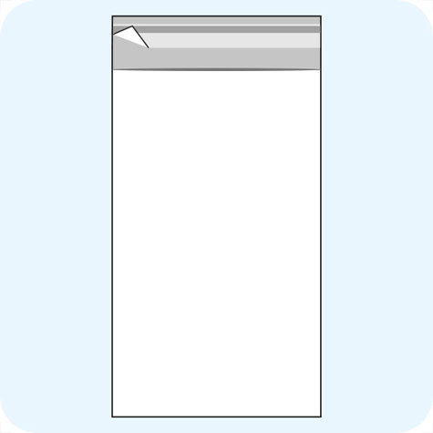 legatoria Sacchetto polipropilene orientato (OPP) 140x220mm TRASPARENTE, in polipropilene (OPP) da 30 micron, con patella da 30mm e banda autoadesiva di chiusura sul lato corto, adatta anche per mailing.