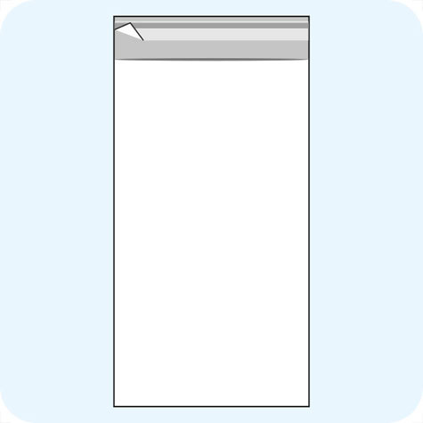 legatoria Sacchetto polipropilene orientato (OPP) 150x300mm TRASPARENTE, in polipropilene (OPP) da 30 micron, con patella da 30mm e banda autoadesiva di chiusura sul lato corto, adatta anche per mailing.