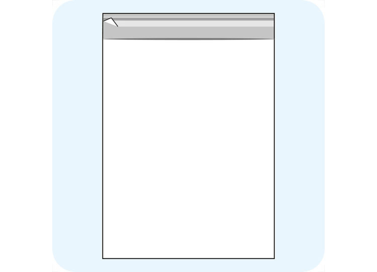 legatoria Sacchetto polipropilene orientato (OPP) 300x400mm TRASPARENTE, in polipropilene (OPP) da 30 micron, con patella da 30mm e banda autoadesiva di chiusura sul lato corto, adatta anche per mailing.