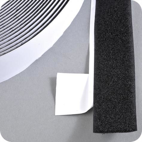 legatoria Nastro in velcro autoadesivo femmina, 30mm sfuso a metraggio, NERO.