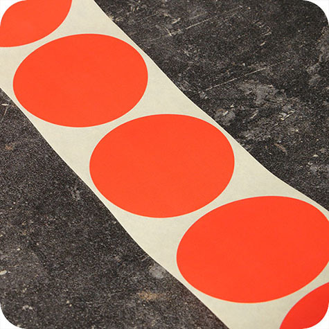 legatoria Bollini autoadesivi colorati diametro 50mm ROSSO, adesivo permanente, in rotolo.