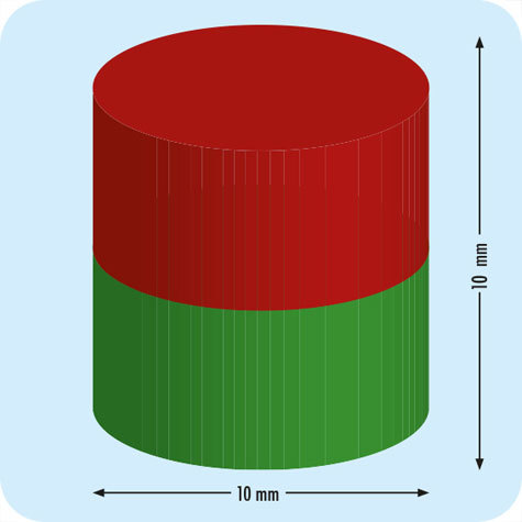 legatoria Calamita diametro 10mm spessore 10mm Calamita cilindrica al neodimio, diametro 10mm spessore 10mm grado magnetico N35. Forza di attrazione 3000 grammi.