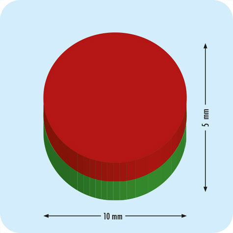 legatoria Calamita diametro 10mm spessore 5mm Calamita cilindrica al neodimio, diametro 10mm spessore 5mm grado magnetico N35. Forza di attrazione 2200 grammi.