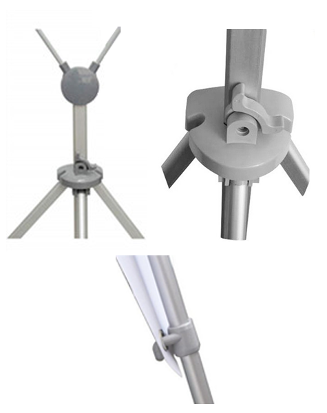 legatoria Porta banner, 800x1800mm Porta banner con struttura a X. Bracci superiori in fibra di vetro e gambe in alluminio. Ancoraggio al suolo preciso ed efficace. Rapido sistema di chiusura. Completo di occhielli in alluminio per il fissaggio delle stampe. Borsa in tessuto per un facile trasporto. Supporta anche banner 600x1800 mm. Peso complessivo 0.8 kg..