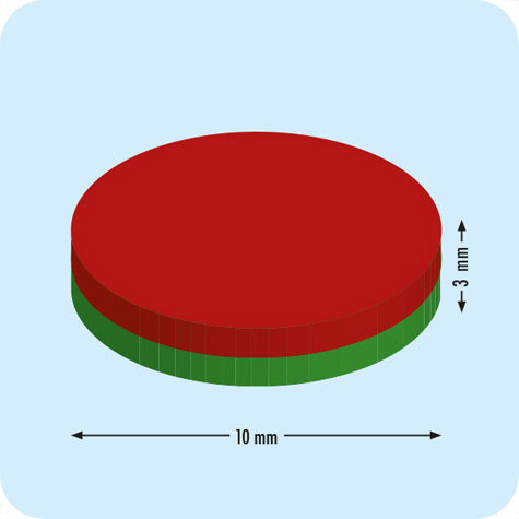 legatoria Calamita autoadesiva, diametro 10mm Calamita cilindrica con rivestimento superficiale nichelato, spessore 3.5mm, dischi magnetici al neodimio, calamita con grado magnetico N35. Forza di attrazione massima: 1700 grammi.