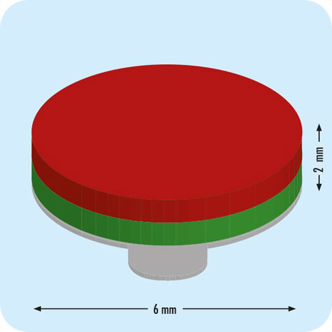legatoria Calamita autoadesiva, diametro 6mm Calamita cilindrica con rivestimento superficiale nichelato, spessore 2mm, dischi magnetici al neodimio, calamita con grado magnetico N35. Forza di attrazione massima: 500 grammi.
