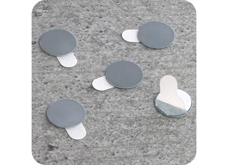 legatoria Dischi metallici autoadesivi, diametro 11mm ZINCATI. Da abbinare a calamite. ADESIVI. Spessore 0,3mm. Ricettori di attrazione magnetica leg2791