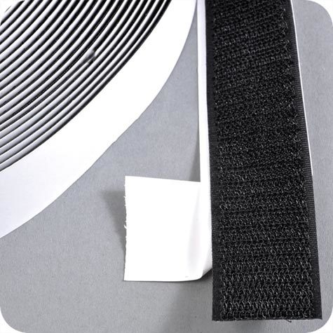 legatoria Nastro in velcro autoadesivo maschio, 38mm sfuso a metraggio, NERO.