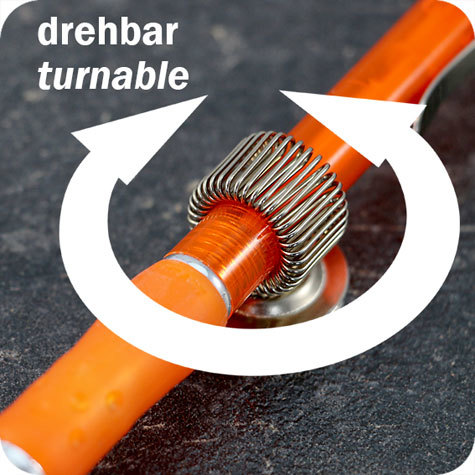 legatoria Portapenne autoadesivo, metallo, 20mm RUOTANTE NICHELATO, base circolare diametro 20 mm, con aggancio flessibile. Adatto a penne di tutte le misure.