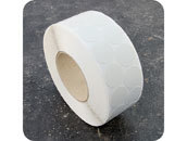 legatoria Bollini autoadesivi tessuto, 30mm BIANCO diametro 30mm, adesivo permanente, in rotolo leg2843