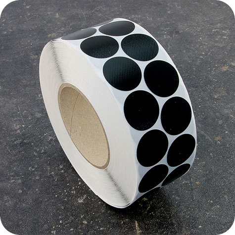 legatoria Bollini autoadesivi tessuto, 30mm NERO NERO, diametro 30mm, adesivo permanente, in rotolo.