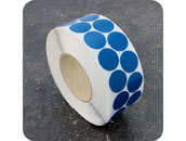 legatoria Bollini autoadesivi tessuto, 30mm BLU diametro 30mm, adesivo permanente, in rotolo  leg2846