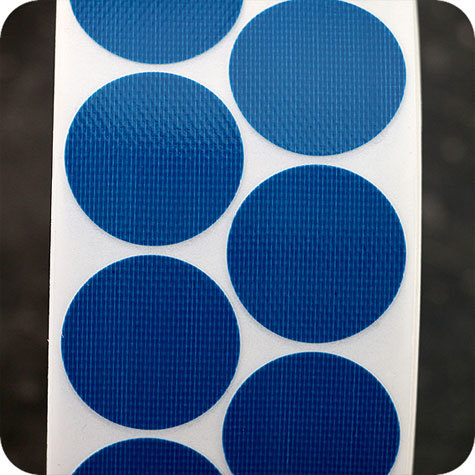 legatoria Bollini autoadesivi tessuto, 30mm BLU diametro 30mm, adesivo permanente, in rotolo .