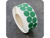 legatoria Bollini autoadesivi tessuto, 30mm VERDE diametro 30mm, adesivo permanente, in rotolo leg2848