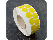 legatoria Bollini autoadesivi tessuto, 30mm GIALLO diametro 30mm, adesivo permanente, in rotolo leg2849