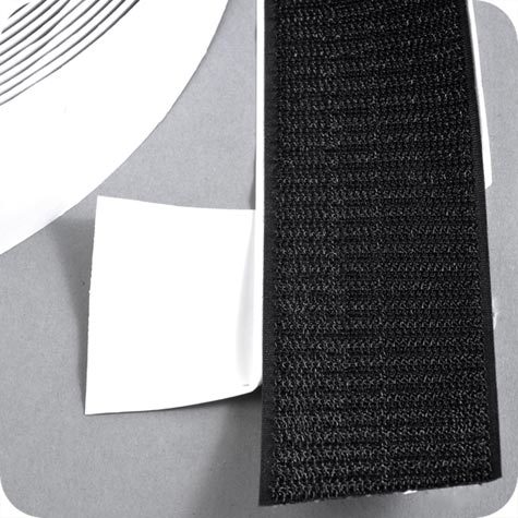 legatoria Nastro in velcro autoadesivo maschio, 50mm sfuso a metraggio, NERO.