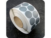 legatoria Bollini autoadesivi tessuto, 40mm ARGENTO ARGENTO, diametro 40mm, adesivo permanente, in rotolo leg2850