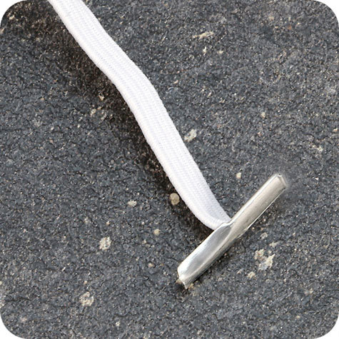 legatoria Elastico piatto con 2 capicorda. lunghezza 230mm BIANCO, lunghezza 230mm (compresi i 2 capicorda), elastico a sezione piatta 5x1mm,  rivestito in tessuto.