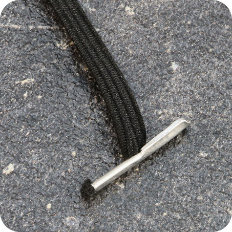 legatoria Elastico piatto con 2 capicorda. lunghezza 340mm NERO, lunghezza 340mm (compresi i 2 capicorda), elastico a sezione piatta 5x1mm,  rivestito in tessuto.