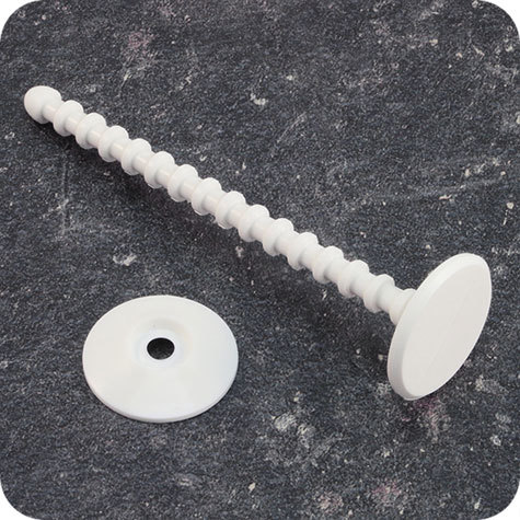 legatoria Perno rilegatore, lunghezza 85mm BIANCO. Con chiusura a rondella. Testa diametro 23mm. Per lunghezza, si intende la distanza INTERNA tra le due teste, che corrisponde allo spessore del volume da rilegare.