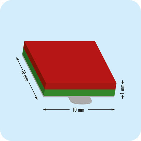 legatoria Calamita autoadesiva, 10x10 mm Calamita cilindrica con rivestimento superficiale nichelato, spessore 1mm, piastre magnetiche al neodimio, calamita con grado magnetico N35. Forza di attrazione massima: 550 grammi.