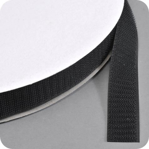 legatoria Nastro in velcro da cucire maschio, 16mm sfuso a metraggio, NERO.