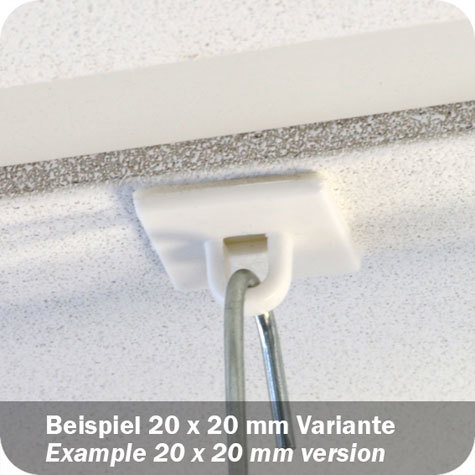 legatoria Basetta autoadesive con occhiello, 26x37mm BIANCO, in plastica bianca, sezione rettangolare.