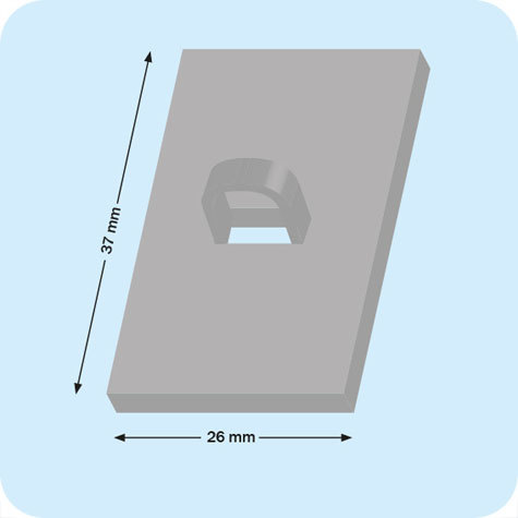 legatoria Basetta autoadesive con occhiello, 26x37mm BIANCO, in plastica bianca, sezione rettangolare.