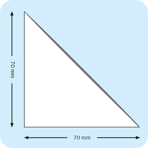 legatoria Tasca triangolare autoadesiva, 70x70mm Corner pocket. Busta triangolare isoscele adesiva in vinile trasparente (colla acrilica trasparente) per inserire listini prezzi, offerte o altri fogli singoli in raccoglitori ad anelli, cataloghi, depliant, ecc.. .