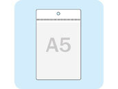 legatoria Busta APPENDIBILE 148x210mm(A5). PORTRAIT TRASPARENTE, con lato sporgente e con foro da 5mm per lappensione, in PVC morbido da 160 micron, aperta sul lato corto. Contiene fogli formato A5 (15x21cm). Formato esterno 157x228mm. Senza patella di chiusura leg2906