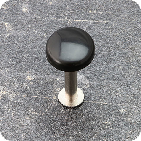 legatoria Cappuccivitisepolte per rilegatura, NERO. Adatto a viti sepolte per rilegatura, con fusto 5mm e testa diametro 10mm. Una unit comprende rondella e tappo.