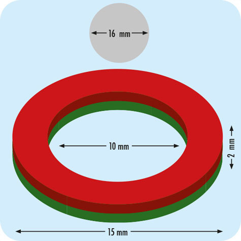 legatoria Segnagiorno magnetico calendario, diametro 15mm Diametro esterno 15 mm. Diametro interno 10 mm. Spessore 2mm. NICHELATO. Al Neodimio N40. Forza attrattiva di 800 grammi. Dotato di disco metallico posteriore..