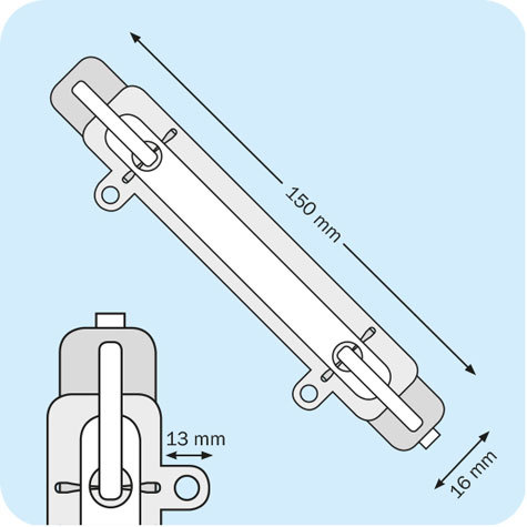 legatoria Fastener autoadesivo in 4 parti, 150x16mm BIANCO, con banda perforata per archiviazione su raccoglitori ad anelli, assemblato. Composto da Base 150x16mm in PVC rigido da 300 micron. Linguella 148x5mm verniciata. Pressino 100x12mm in PVC rigido da 300 micron. Base con 2 occhielli (120x24mm + 13mm per occhielli) in PVC rigido da 400 micron per rilegare il fascicolo su raccoglitori ad anelli. Prodotto originale tedesco. MADE IN GERMANY.