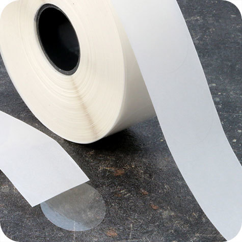 legatoria BolliniAutoadesivi chiudibusta diametro 25mm, perE2025 TRASPARENTE, adesivo PERMANENTE, in rotolo. Compatibile con dispenser E2025.