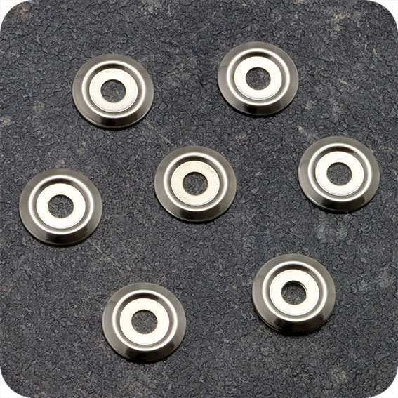legatoria Rondelle viti sepolte, NICHELATE, 17mm diametro esterno 17mm, diametro interno 5,3mm, spessore 1 mm, per compensare la lunghezza della vite.
