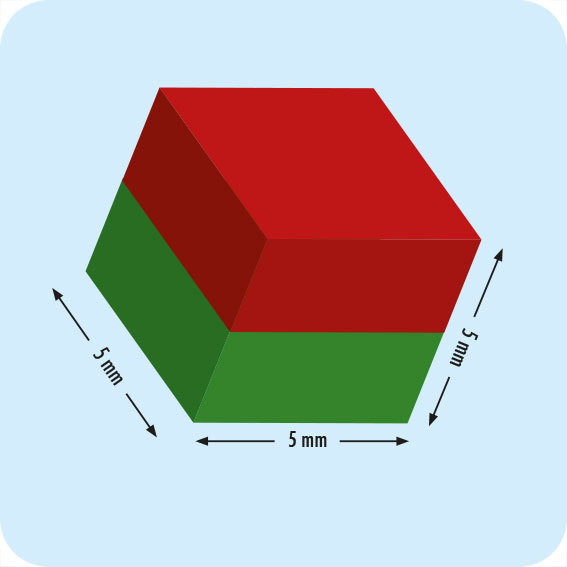 legatoria Calamita cubica, 5x5x5mm Calamita cubica in neodimio, grado magnetico N42 (forza di attrazione massima: 1100g).