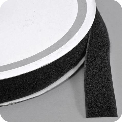 legatoria Nastro in velcro da cucire femmina, 30mm sfuso a metraggio, NERO.