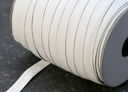 legatoria Elastico piatto, larghezza 10mm BIANCO, elastico in fettuccia rivestito in tessuto.