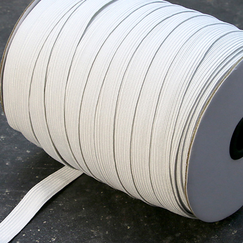 legatoria Elastico piatto, larghezza 15mm BIANCO, elastico in fettuccia rivestito in tessuto.