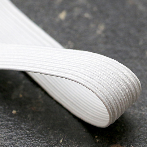 legatoria Elastico piatto, larghezza 10mm BIANCO, elastico in fettuccia rivestito in tessuto.