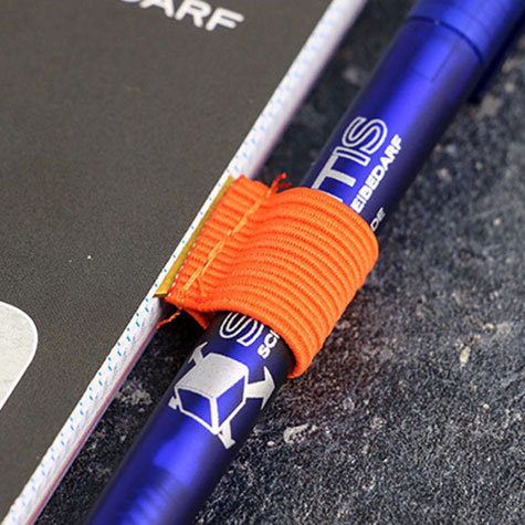 legatoria Portapenne grosse, autoadesivo elastico, ARANCIONE Per penne grosse (circonferenza 3-4cm). Dimensioni lembo adesivo: 45x30mm..