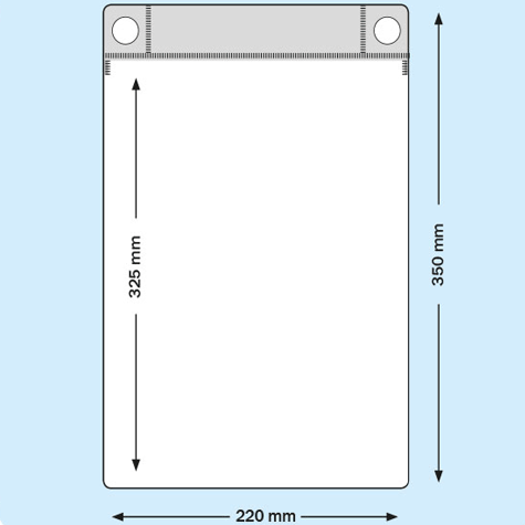 legatoria Busta magnetica, A4 con patella BLU. 325x220mm. Con 2 potenti magneti al neodimio N35 15x3,5mm. Apertura sul lato corto, fornita di patella protettiva dell'apertura. Lato superiore In PVC trasparente morbido da 250 micron. Lato inferiore in PVC blu da 300 micron.