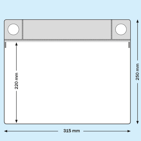 legatoria Busta magnetica, A4 BLU. 325x220mm. Con 2 potenti magneti al neodimio N35 15x3,5mm. Apertura sul lato lungo. Lato superiore In PVC trasparente morbido da 250 micron. Lato inferiore in PVC blu da 300 micron.